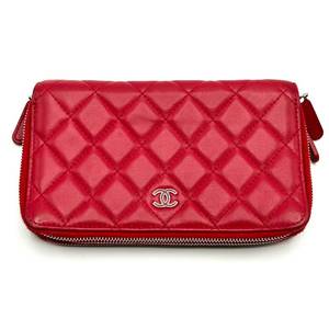 Chanel Red Coco Mark Matelasse Lambskin Accessory Case - Authentic $1,000 Retail
