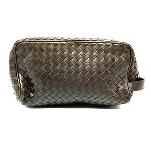 Bottega Veneta Dark Brown Intrecciato Leather Clutch Bag - Authentic $800 Retail