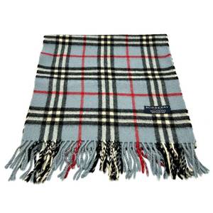 Burberry Light Blue Classic Check Lambswool Scarf - Authentic $500 Retail