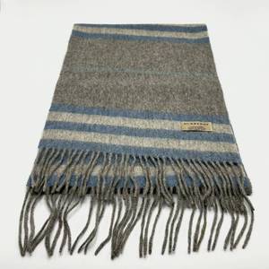 Burberry Gray & Blue Stripe Cashmere Scarf - Authentic $500 Retail