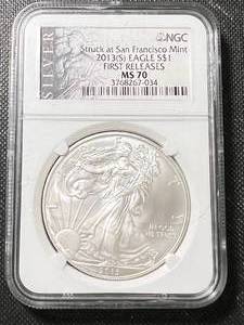 2013-S AMERICAN SILVER EAGLE NGC MS70 FIRST RELEASE