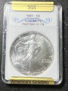 1991 AMERICAN SILVER EAGLE SGS MS70