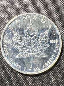 2007 CANADIAN MAPLE LEAF 1 TROY OZ .9999 FINE SILVER