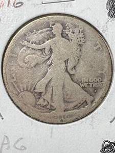 1916-D US WALKING LIBERTY HALF DOLLAR