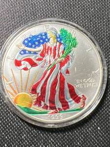 1999 AMERICAN SILVER EAGLE IN COLOR 1 TROY OZ .999 FINE SILVER
