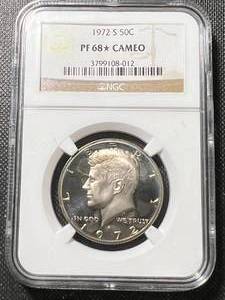 1972-S US PROOF KENNEDY HALF DOLLAR NGC PF68 CAMEO