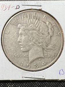 1934-D US PEACE SILVER DOLLAR