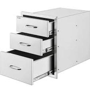 VEVOR 18 in. W x 23.2 in. H x 23.1 in. D Outdoor Kitchen Stainless Steel Triple BBQ Access Drawers with Chrome Handle Customer Returns See Pictures
