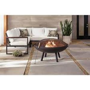 Hampton Bay Windgate 40 in. Dia. Round Steel Wood Burning Fire Pit with Spark Guard Customer Returns See Pictures