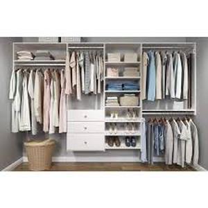 Lot of Closet Evolution 35 in. x 14 in. Classic White Wood Shelves (2-Pack) Customer Returns See Pictures
