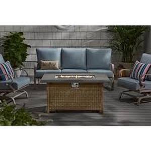 Home Decorators Collection Corden 49.6 in. W 50000 Btu black Steel Propane Outdoor Fire Pit with Fire Glass Customer Returns See Pictures