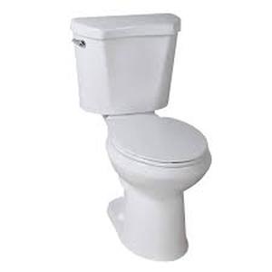 Glacier Bay 10 inch Rough In Two-Piece 1.28 GPF Single Flush Round Toilet in White Seat Included  Customer Returns See Pictures