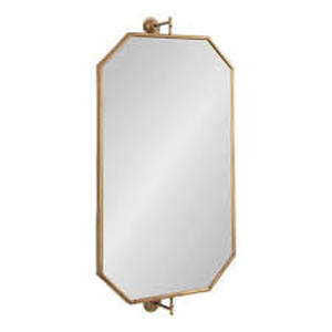 Kate and Laurel Darbridge 24.00 in. W x 46.75 in. H Gold Octagon Traditional Framed Decorative Wall Mirror Customer Returns See Pictures