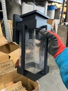 lot 33 image: Black Sconce Outdoor Lights- 2 in Box