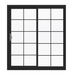 lot 18 image: Left Hand - JELD-WEN 72-in x 80-in x 4-916-in - Bronze Vinyl Sliding Sliding Double Patio Door Screen Included