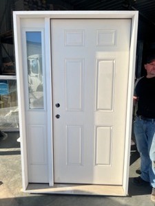 lot 25 image: Therma-Tru RH Exterior Door with Sidelight - Rough Opening 52x82
