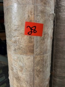 lot 28 image: Large Roll Linoleum - Beige Tile Format 12ft Wide Length Unknown