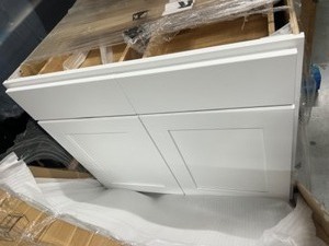 lot 47 image: RELIABILT Parkstone 36-in W x 34.5-in H x 24-in D White 2-Drawers Base Fully Assembled Plywood Cabinet (Flat Panel Shaker Style)