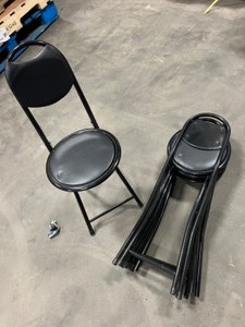 lot 65 image: Set of 6 - Black 12in Round Compact folding chairs