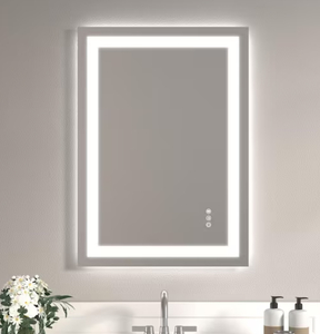 lot 67 image: 20 in. W x 28 in. H Rectangular Frameless LED Anti-Fog Wall Bathroom Vanity Mirror, Tempered Glass Backlit Front Light