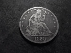 1858 O Liberty Seated Half Dollar With No Motto