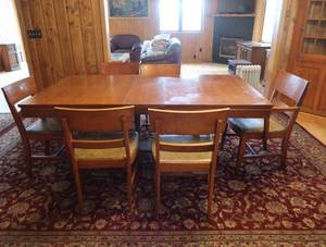 MID CENTURY MODERN DINING TABLE  6 CHAIRS