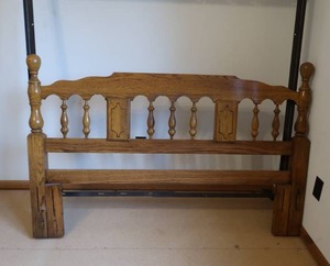 SOLID WOOD HEADBOARD AND FRAME