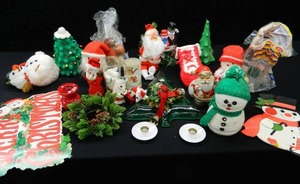 HUGE LOT OF VINTAGE CHRISTMAS ITEMS  NEW WRAPPING PAPER