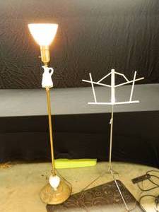 VINTAGE MILK GLASS LAMP AND MUSIC STAND