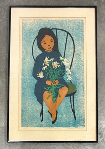 lot 35 image: Vintage Child with Daisies Limited Edition Print by Rosalind Smith