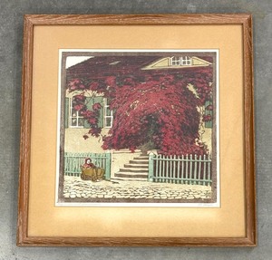 lot 40 image: Vintage Woodblock Print by Helene Mass