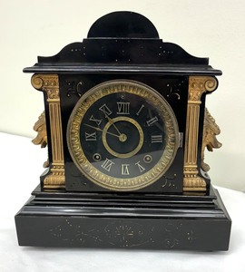 lot 62 image: Antique Ansonia Mantle Iron Clock