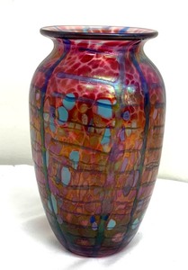 lot 97 image: Shimmering Art Glass Hand Blown Vase by David Tate