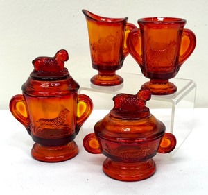 lot 168 image: Petite Vintage Amberina Dishes