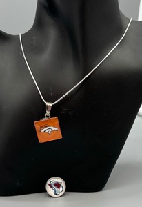lot 184F image: Denver Broncos and Colorado Avalanche Snap Necklace with Sterling Silver Chain