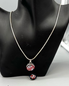 lot 167F image: Minnesota Twins Baseball Motif Snap Necklace with Sterling Silver Chain