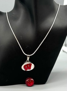 lot 133F image: University of Wisconsin Madison Snap Necklace with Sterling Silver Chain