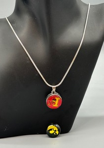 lot 127F image: University of Iowa and Iowa State Snap Necklace with Sterling Silver Chain