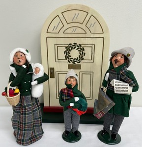 lot 48A image: Byers Choice Ltd - The Carolers - Family of Carolers - 1989 and A Wooden Door