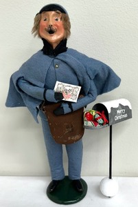 lot 112A image: Byers Choice Ltd - The Carolers - PostmanMailman - 1990 with Mailbox