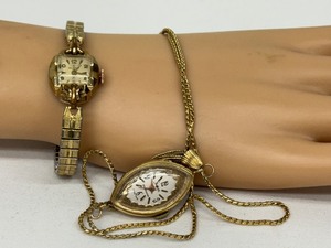 lot 220 image: Vintage Sheffield Ladies Necklace Watch Pendant and Vintage Helbros Vintage Wrist Watch