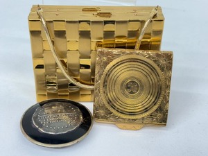 lot 224 image: Elegant Vintage Compact Handbag and Two Vintage Compacts