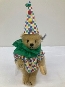 lot 21G image: Vintage Limited Edition  Steiff Miniature Clown Bear  Vintage Steiff Jester,  Jointed 10 with Hat, 016319