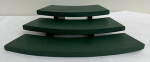 lot 214 image: Byers Choice Ltd - Three Tiered Green Curved Wooden Display Risers - Unmarked