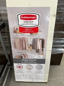 lot 90 image: New Rubbermaid Adjustable Closet Kit - White - Expandable 3-6