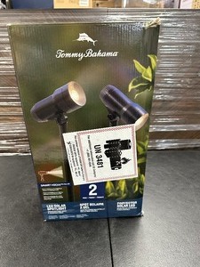 lot 89 image: Open Box 2 Pack Tommy Bahama LED Solar Spotlights