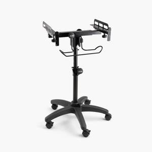lot 23 image: On-Stage MIX-400 V2 Mobile Mixer Stand Rolling platform for mixers, laptops, controllers. Height adjustable (28-38), rackmount compatible, headphone hanger. Portable, black finish.