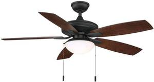 lot 31 image: Like New Hampton Bay Gazebo III 52 in. IndoorOutdoor Wet Rated Natural Iron Ceiling Fan with LED Bulbs Included