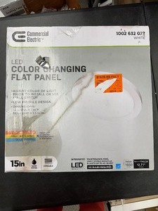 lot 63 image: Open Box Commercial Electric 15 Color Changing Flat Pannel LED Light