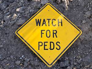 lot 50 image: Caution Sign - Watch For Peds - Used Condition